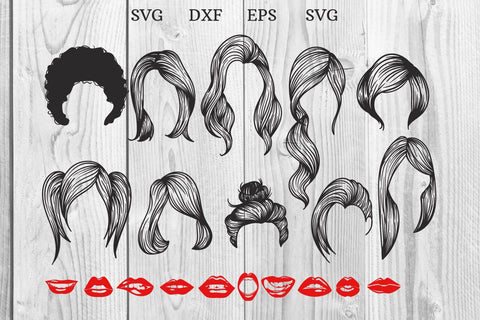 female Hair cut and lips svg, dxf, eps SVG dadan_pm 