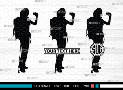 Female Hiker Monogram, Female Hiker Silhouette, Female Hiker SVG, Hiking Svg, Woman Hiking Svg, Hiker Svg, SB00358 SVG ETC Craft 