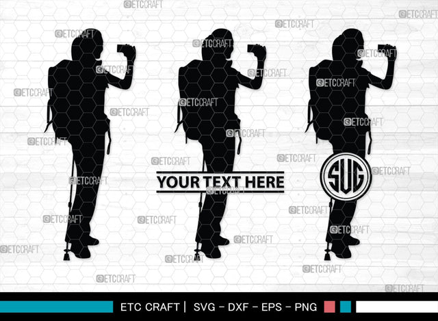Female Hiker Monogram, Female Hiker Silhouette, Female Hiker SVG, Hiking Svg, Woman Hiking Svg, Hiker Svg, SB00358 SVG ETC Craft 