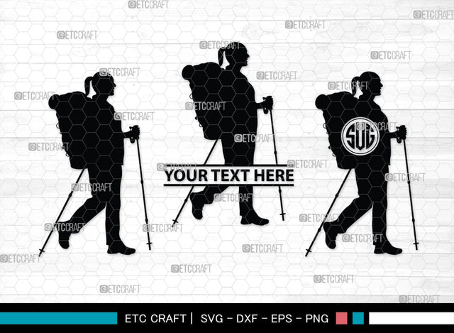 Female Hiker Monogram, Female Hiker Silhouette, Female Hiker SVG, Hiking Svg, Woman Hiking Svg, Hiker Svg, SB00358 SVG ETC Craft 