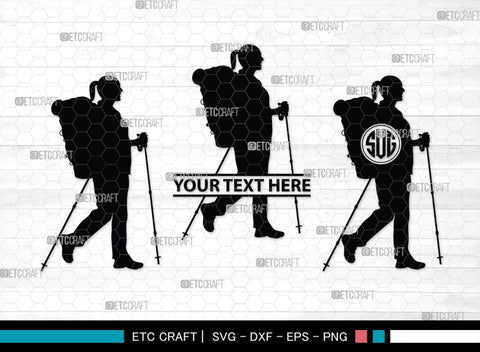 Female Hiker Monogram, Female Hiker Silhouette, Female Hiker SVG, Hiking Svg, Woman Hiking Svg, Hiker Svg, SB00358 SVG ETC Craft 