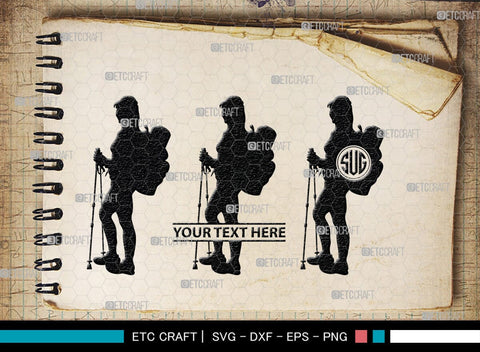 Female Hiker Monogram, Female Hiker Silhouette, Female Hiker SVG, Hiking Svg, Woman Hiking Svg, Hiker Svg, SB00358 SVG ETC Craft 