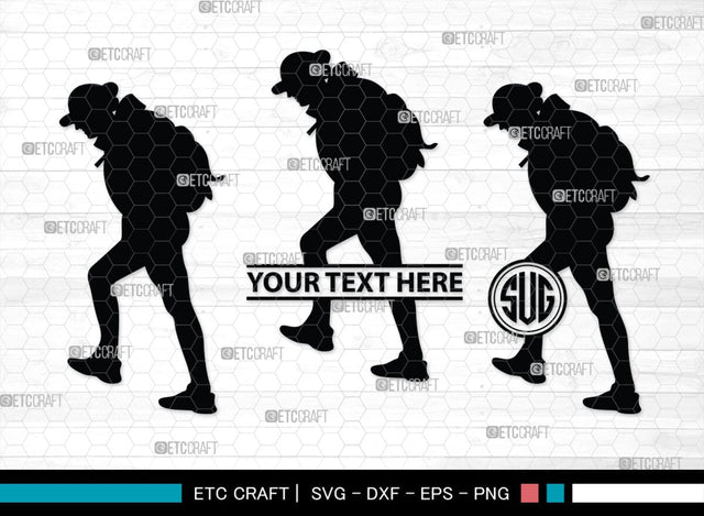 Female Hiker Monogram, Female Hiker Silhouette, Female Hiker SVG, Hiking Svg, Woman Hiking Svg, Hiker Svg, SB00358 SVG ETC Craft 