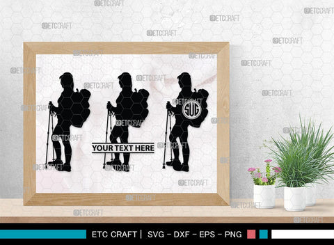 Female Hiker Monogram, Female Hiker Silhouette, Female Hiker SVG, Hiking Svg, Woman Hiking Svg, Hiker Svg, SB00358 SVG ETC Craft 