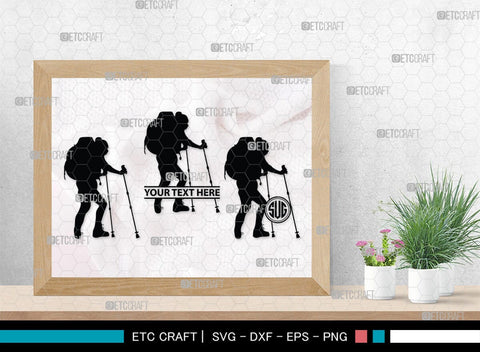 Female Hiker Monogram, Female Hiker Silhouette, Female Hiker SVG, Hiking Svg, Woman Hiking Svg, Hiker Svg, SB00358 SVG ETC Craft 
