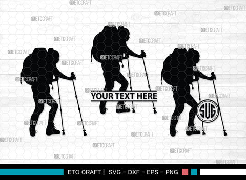 Female Hiker Monogram, Female Hiker Silhouette, Female Hiker SVG, Hiking Svg, Woman Hiking Svg, Hiker Svg, SB00358 SVG ETC Craft 