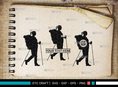 Female Hiker Monogram, Female Hiker Silhouette, Female Hiker SVG, Hiking Svg, Woman Hiking Svg, Hiker Svg, SB00358 SVG ETC Craft 