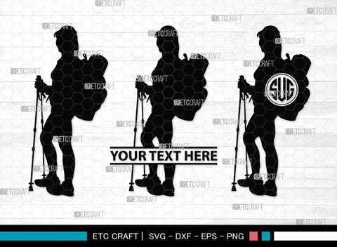 Female Hiker Monogram, Female Hiker Silhouette, Female Hiker SVG, Hiking Svg, Woman Hiking Svg, Hiker Svg, SB00358 SVG ETC Craft 