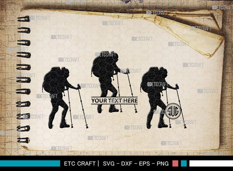 Female Hiker Monogram, Female Hiker Silhouette, Female Hiker SVG, Hiking Svg, Woman Hiking Svg, Hiker Svg, SB00358 SVG ETC Craft 