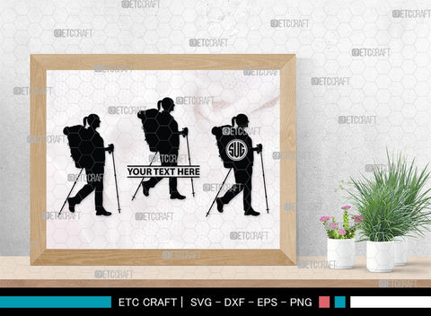 Female Hiker Monogram, Female Hiker Silhouette, Female Hiker SVG, Hiking Svg, Woman Hiking Svg, Hiker Svg, SB00358 SVG ETC Craft 