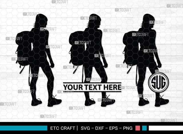 Female Hiker Monogram, Female Hiker Silhouette, Female Hiker SVG, Hiking Svg, Woman Hiking Svg, Hiker Svg, SB00358 SVG ETC Craft 