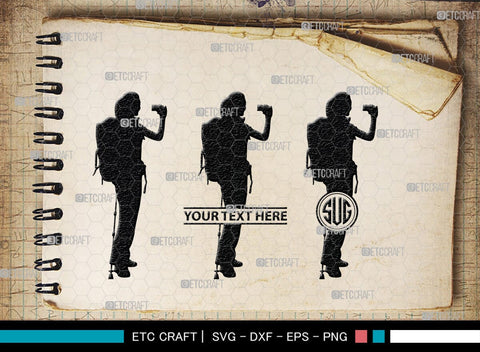 Female Hiker Monogram, Female Hiker Silhouette, Female Hiker SVG, Hiking Svg, Woman Hiking Svg, Hiker Svg, SB00358 SVG ETC Craft 