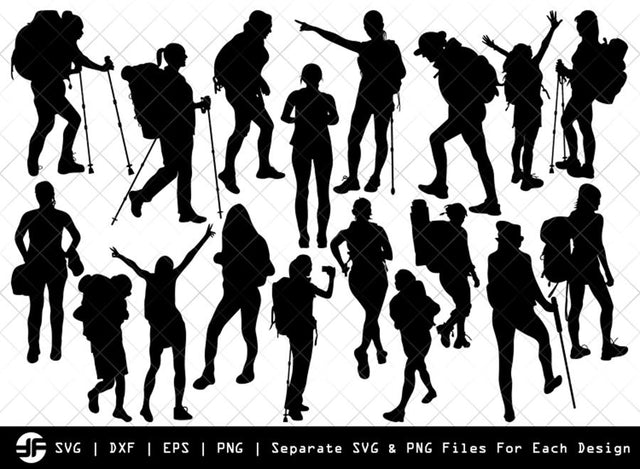 Female Hiker SVG | Silhouette Bundle | SVG Cut File SVG ETC Craft 