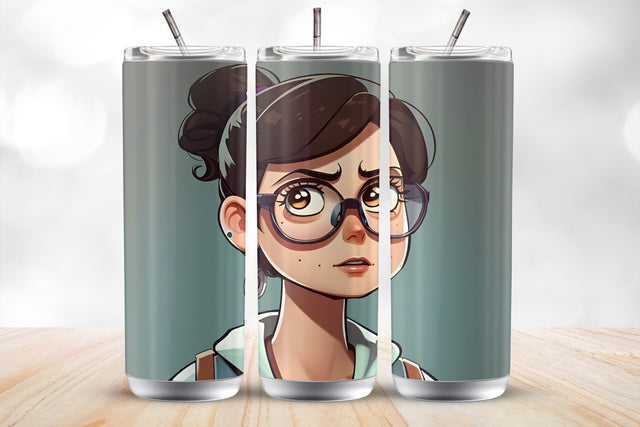 Female Nerd 20 Oz Tumbler Wrap Sublimation Design Sublimation MockupSvgVenue 