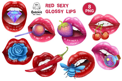 Female Sexy Red Pink Glossy Lips Png Sublimation Q-nie Art Space 
