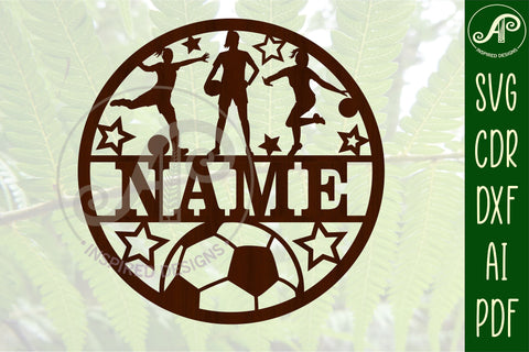 Female Soccer/ football name sign svg laser cut template SVG APInspireddesigns 