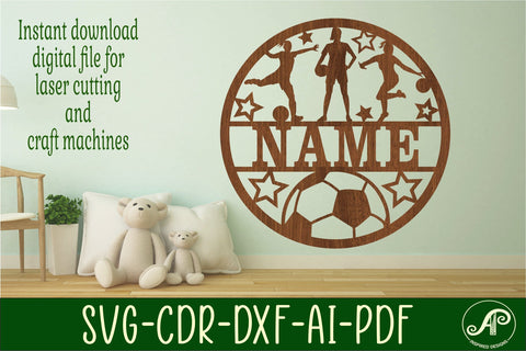 Female Soccer/ football name sign svg laser cut template SVG APInspireddesigns 