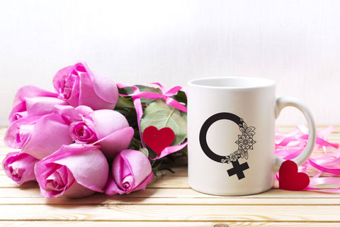 Female SVG Symbol, Gender Female Icon with Flowers. SVG Elinorka 