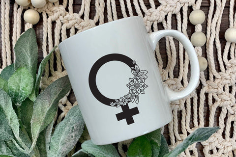 Female SVG Symbol, Gender Female Icon with Flowers. SVG Elinorka 
