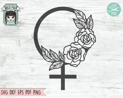 Female Symbol SVG File, Woman SVG, Female SVG File, Feminist SVG, Female SVG, Female Symbol With Flower SVG Cut File SVG Wild Pilot 