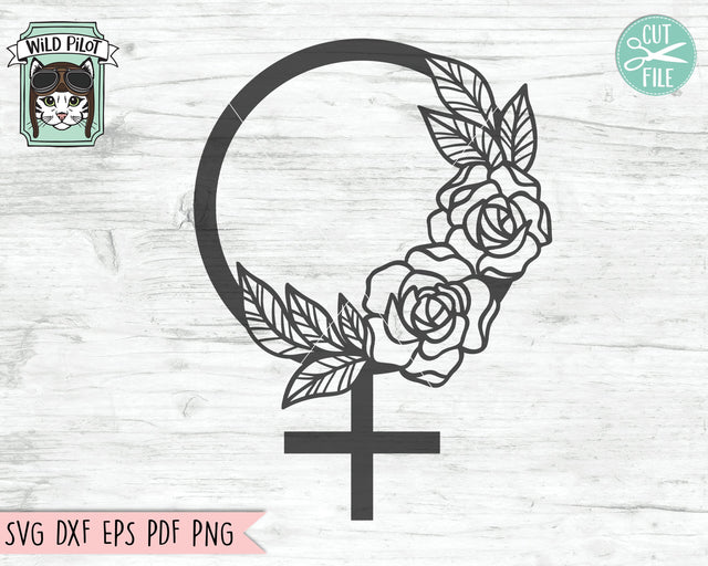 Female Symbol SVG File, Woman SVG, Female SVG File, Feminist SVG, Female SVG, Female Symbol With Flower SVG Cut File SVG Wild Pilot 