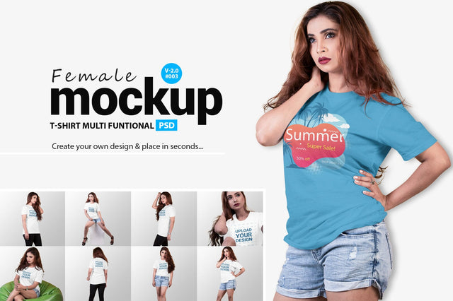 Female T-Shirt Mock-Up Bundle Mock Up Photo SH_Tee store 
