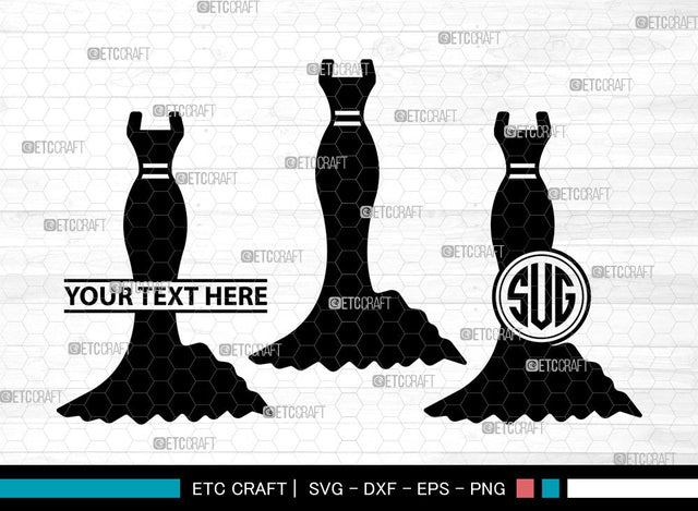 Female Wedding Dress Icons Monogram, Wedding Dress Svg, Woman Dress Svg, Girl Clothing, Female Wedding Dress Monogram, Icon Monogram, Svg Cut File, Dxf, Eps, Png, SVG ETC Craft 