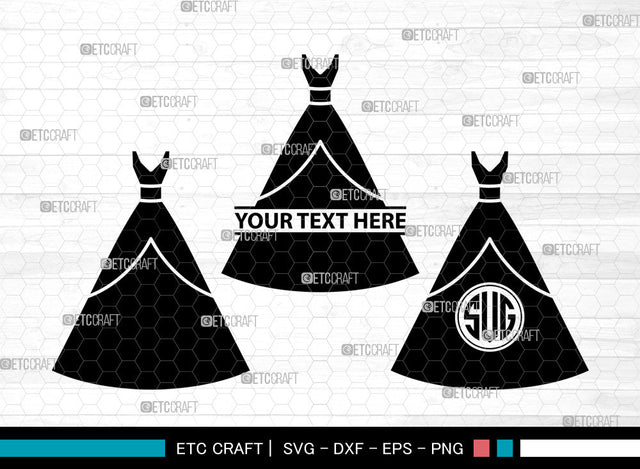 Female Wedding Dress Icons Monogram, Wedding Dress Svg, Woman Dress Svg, Girl Clothing, Female Wedding Dress Monogram, Icon Monogram, Svg Cut File, Dxf, Eps, Png, SVG ETC Craft 