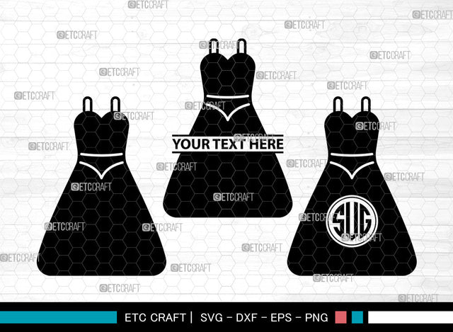 Female Wedding Dress Icons Monogram, Wedding Dress Svg, Woman Dress Svg, Girl Clothing, Female Wedding Dress Monogram, Icon Monogram, Svg Cut File, Dxf, Eps, Png, SVG ETC Craft 
