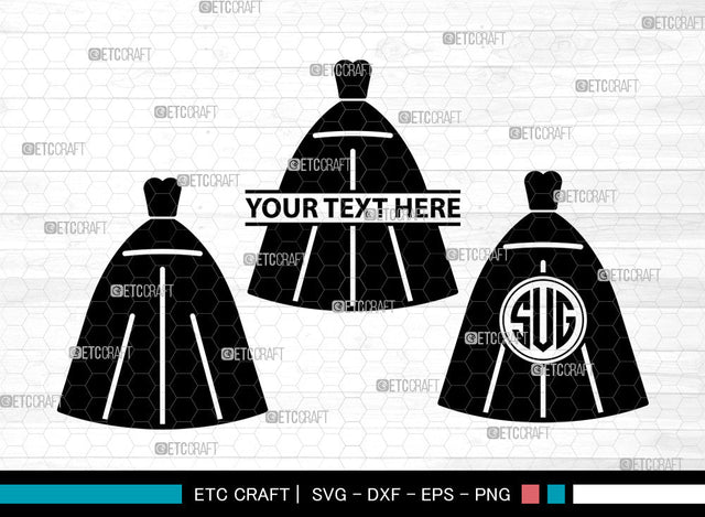 Female Wedding Dress Icons Monogram, Wedding Dress Svg, Woman Dress Svg, Girl Clothing, Female Wedding Dress Monogram, Icon Monogram, Svg Cut File, Dxf, Eps, Png, SVG ETC Craft 