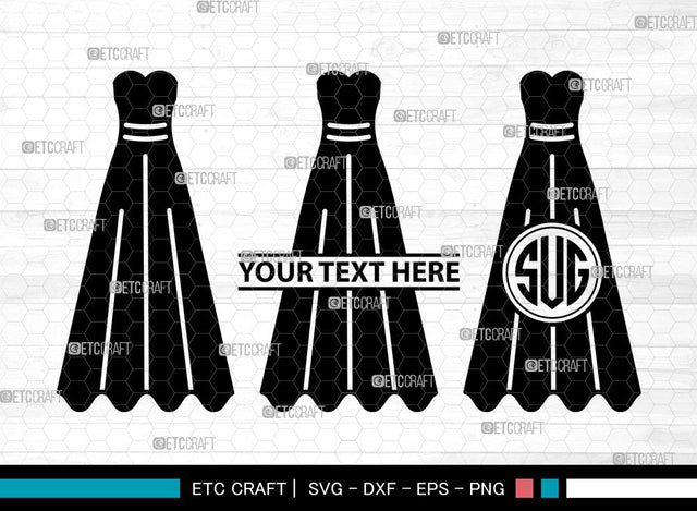 Female Wedding Dress Icons Monogram, Wedding Dress Svg, Woman Dress Svg, Girl Clothing, Female Wedding Dress Monogram, Icon Monogram, Svg Cut File, Dxf, Eps, Png, SVG ETC Craft 