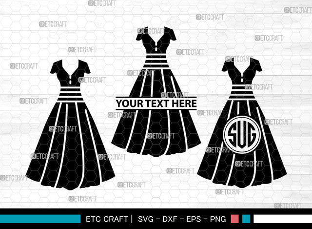 Female Wedding Dress Icons Monogram, Wedding Dress Svg, Woman Dress Svg, Girl Clothing, Female Wedding Dress Monogram, Icon Monogram, Svg Cut File, Dxf, Eps, Png, SVG ETC Craft 