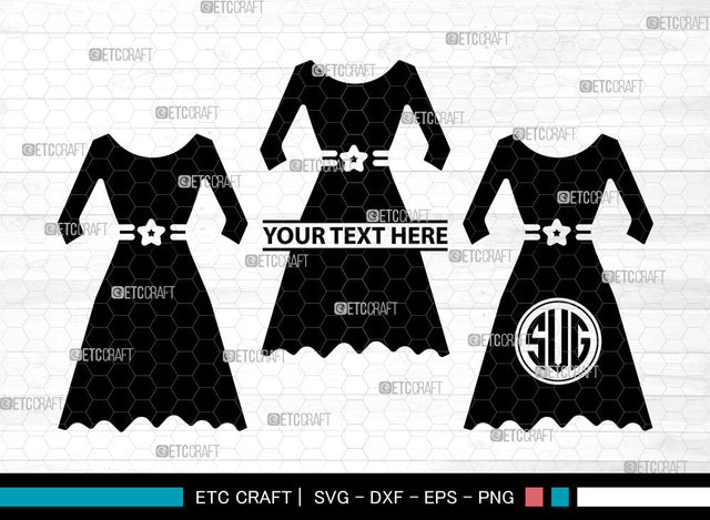 Female Wedding Dress Icons Monogram, Wedding Dress Svg, Woman Dress Svg, Girl Clothing, Female Wedding Dress Monogram, Icon Monogram, Svg Cut File, Dxf, Eps, Png, SVG ETC Craft 