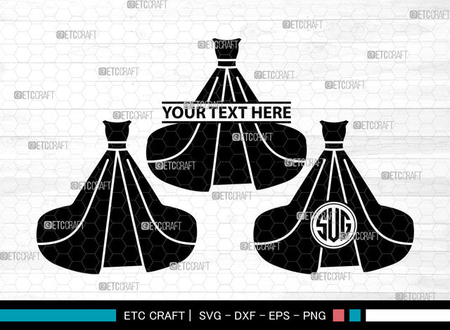 Female Wedding Dress Icons Monogram, Wedding Dress Svg, Woman Dress Svg, Girl Clothing, Female Wedding Dress Monogram, Icon Monogram, Svg Cut File, Dxf, Eps, Png, SVG ETC Craft 