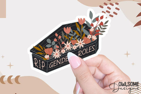 Feminist Gender Roles Flowers Coffin PNG Design Sublimation Owlsome.Designs 