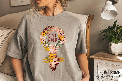 Feminist Girl Power Floral Symbol PNG Design Sublimation Owlsome.Designs 