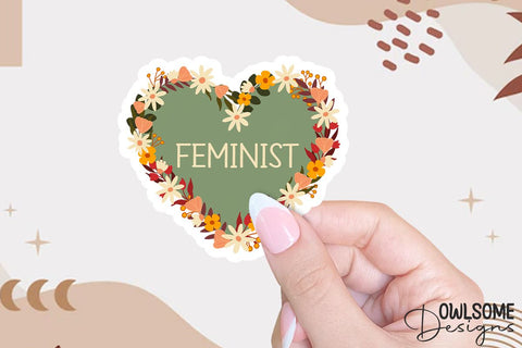 Feminist Heart With Florals PNG Design Sublimation Owlsome.Designs 