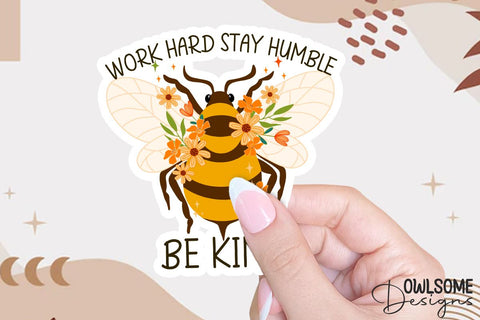 Feminist Work Hard Stay Humble Be Kind PNG Sublimation Owlsome.Designs 