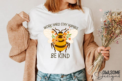 Feminist Work Hard Stay Humble Be Kind PNG Sublimation Owlsome.Designs 