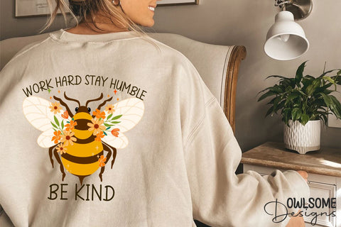 Feminist Work Hard Stay Humble Be Kind PNG Sublimation Owlsome.Designs 