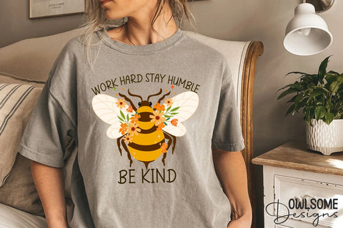 Feminist Work Hard Stay Humble Be Kind PNG Sublimation Owlsome.Designs 