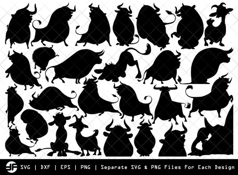 Ferdinand SVG | Bull Fight SVG | Silhouette Bundle | Cut File - So Fontsy