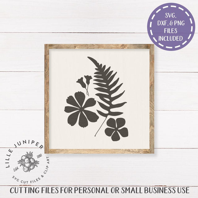 Fern and Flowers SVG | Floral Composition SVG | Rustic Sign Design SVG LilleJuniper 