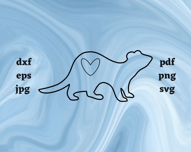 Ferret Heart SVG Cut File SVG Northern Light SVG 