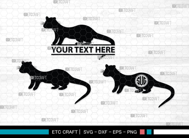 Ferret Monogram, Ferret Silhouette, Ferret SVG, Weasel Svg, Animal Svg, Ferret Svg, SB00263 SVG ETC Craft 
