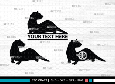 Ferret Monogram, Ferret Silhouette, Ferret SVG, Weasel Svg, Animal Svg, Ferret Svg, SB00263 SVG ETC Craft 