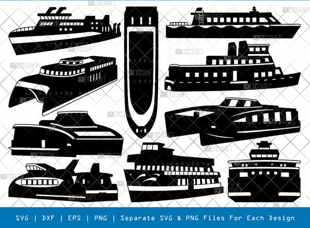 Ferry Silhouette, Ferry SVG, Sea Transportation Svg, Ferry Ship Svg, Brittany Ferries Svg, Ferry Bundle, SB00851 SVG ETC Craft 