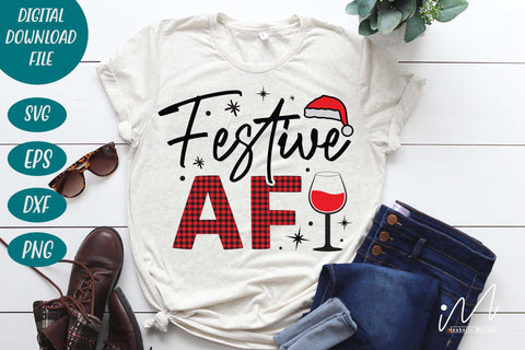 Festive AF svg, Christmas svg, Cut files, Christmas Cricut, Christmas Holiday, Svg, T-shirt, Winter svg, Snow svg SVG Isabella Machell 