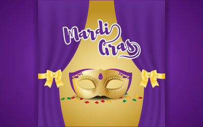 Festive mardi gras background greeting card. Carnival holiday celebration with mask decoration. SVG naemmiah021 