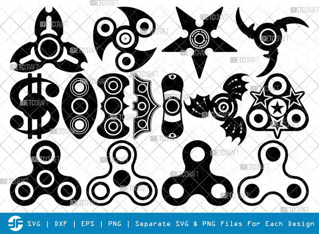 Fidget Spinner SVG Cut Files | Spinner Silhouette | Spinner Bundle SVG ETC Craft 